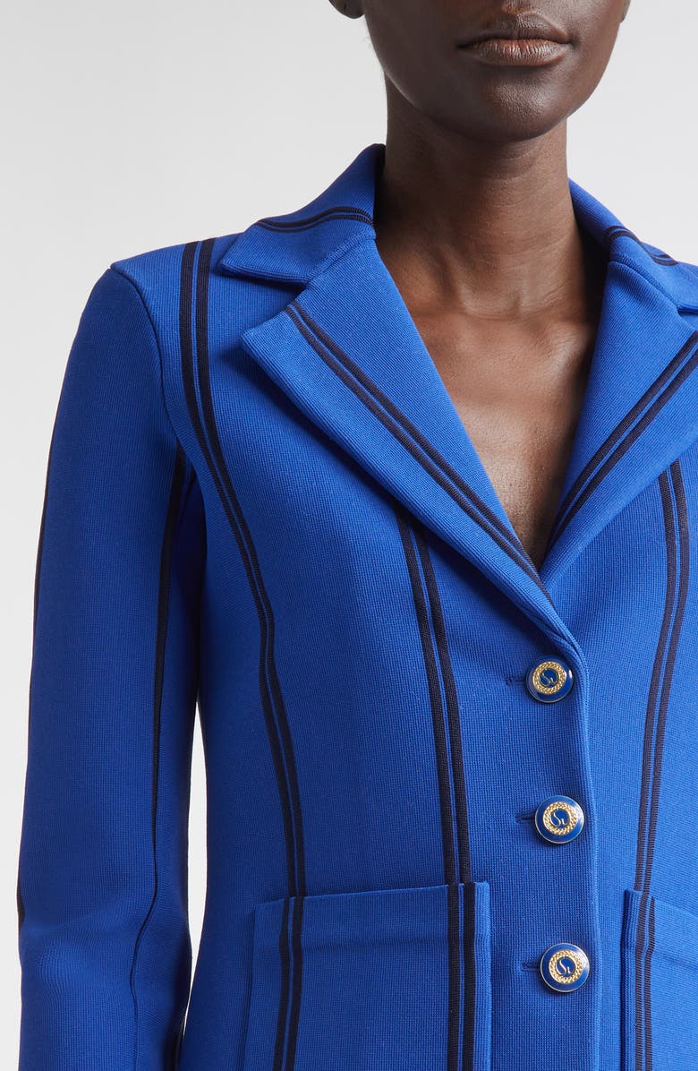 ST. JOHN Carter Stripe Roma Crepe Knit Jacket, Alternate, color, Cobalt/ Midnight