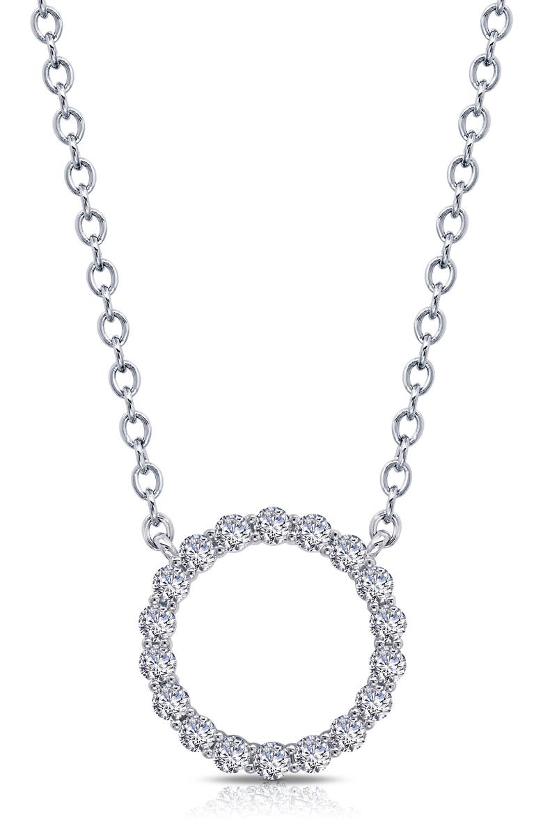 Lafonn Open Circle Simulated Diamond Pendant Necklace, Main, color, White