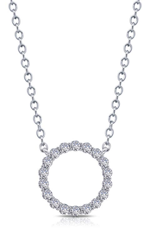 Open Circle Simulated Diamond Pendant Necklace