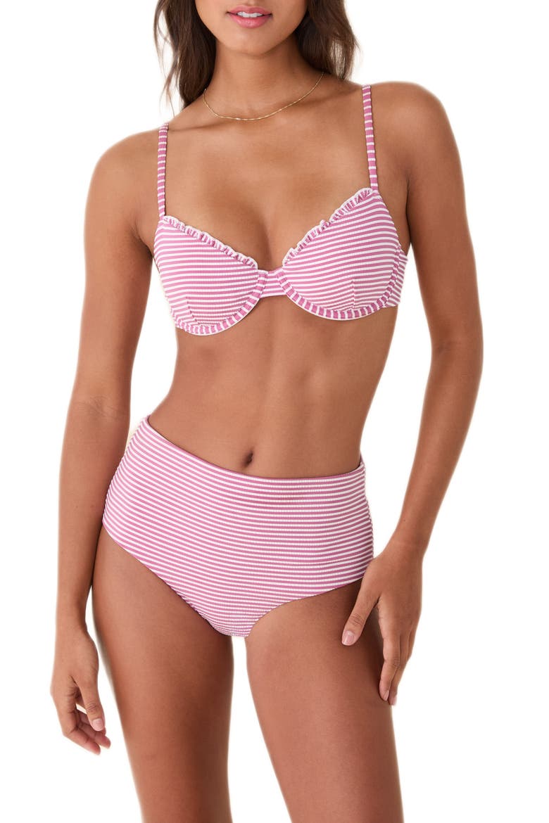 High Waist Bikini Bottoms, Alternate, color, BLOOM