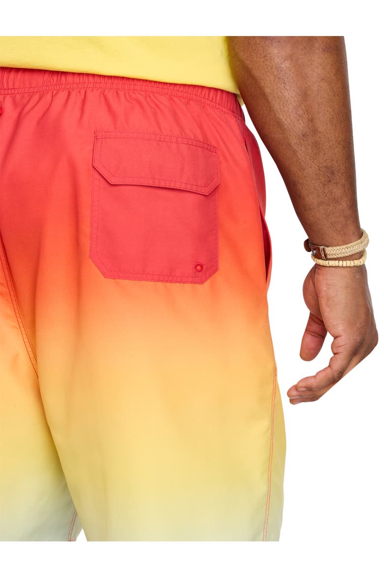 Big & Tall Ombré Printed Swim Trunks, Alternate, color, ORANGE MULTI
