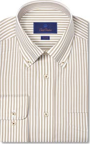 David Donahue Trim Fit Stripe Royal Oxford Dress Shirt