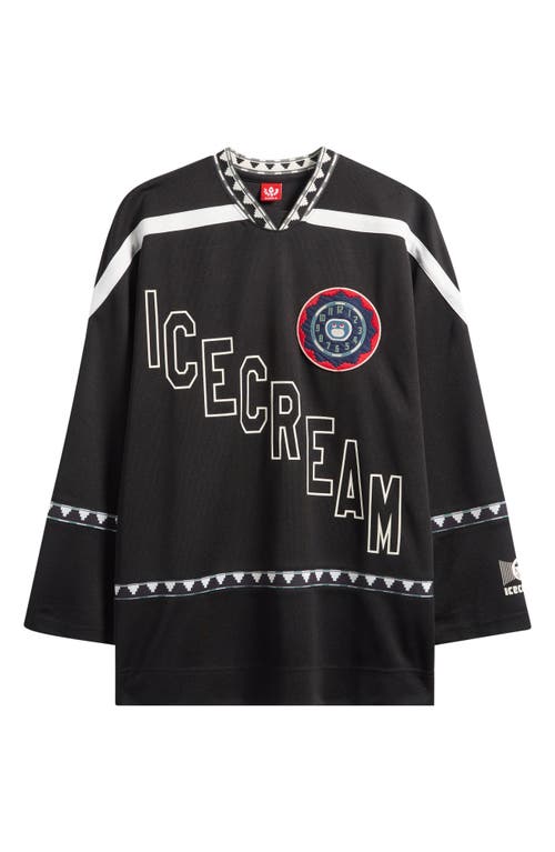 Icecream Party On Long Sleeve Mesh Jersey In Black