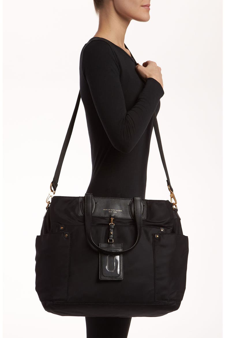 MARC BY MARC JACOBS 'Preppy Nylon Eliz-a-baby' Diaper Bag, Alternate, color, BLACK