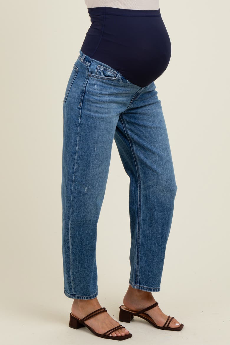 Vintage Wash Ankle Straight Leg Maternity Jeans, Alternate, color, Blue