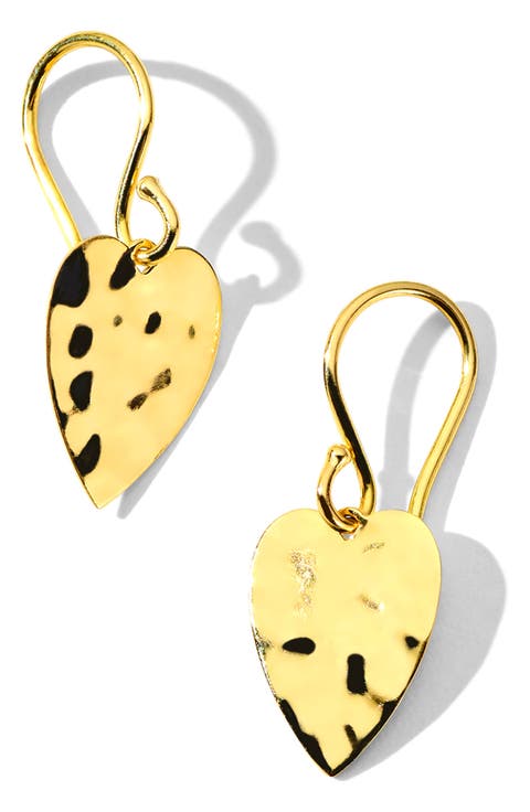 Classico Crinkle Mini Heart Drop Earrings