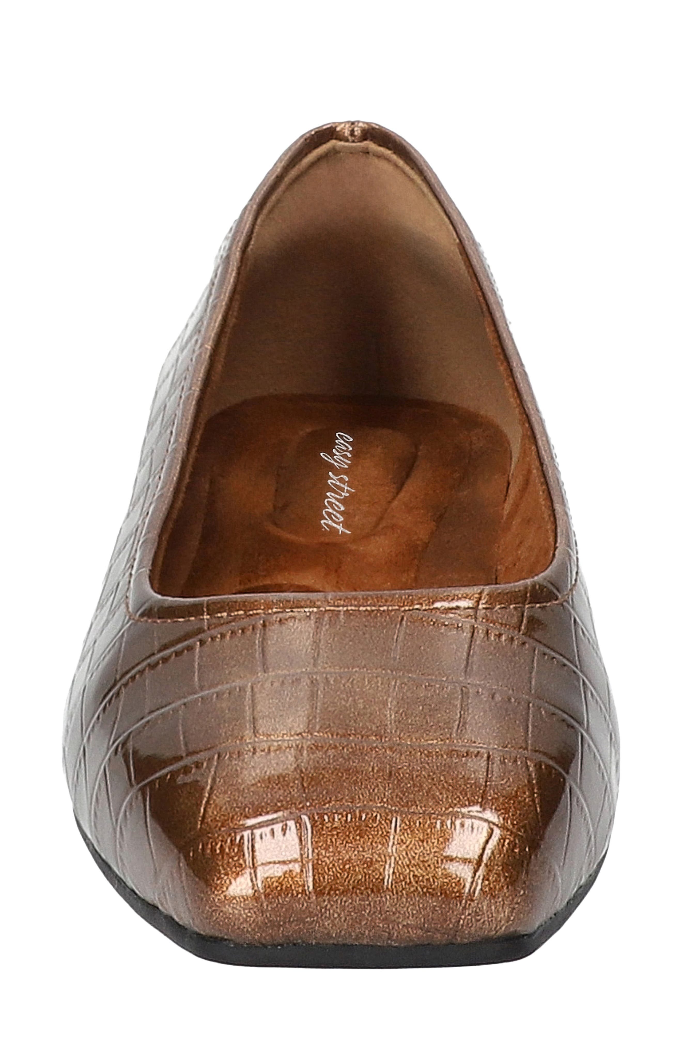 Crescent Faux Leather Skimmer Flat, Alternate, color, BRONZE PATENT CROCO