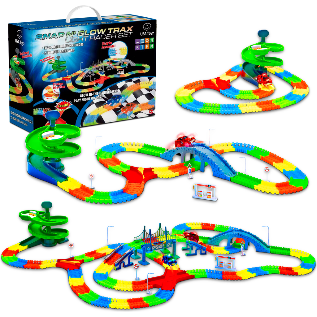 USA Toyz Large Glow Trax Race Tracks for Kids- 380pc in Multi Color  product
