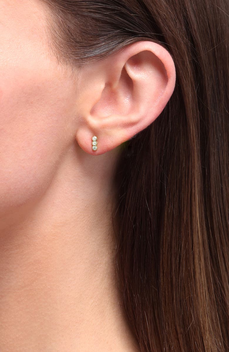 THE SIS KISS Loverly Crystal Bar Stud Earrings, Alternate, color, Gold