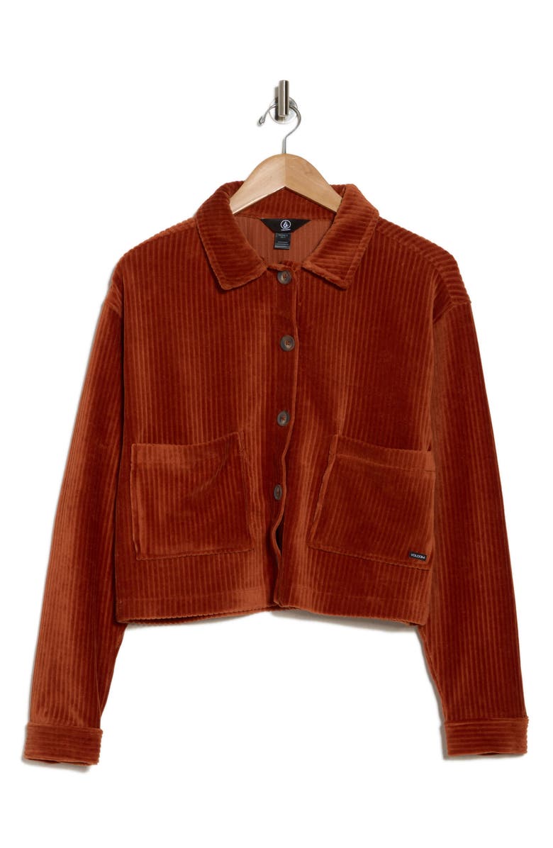 Volcom No Trouble Corduroy Button-Up Top, Alternate, color, 
