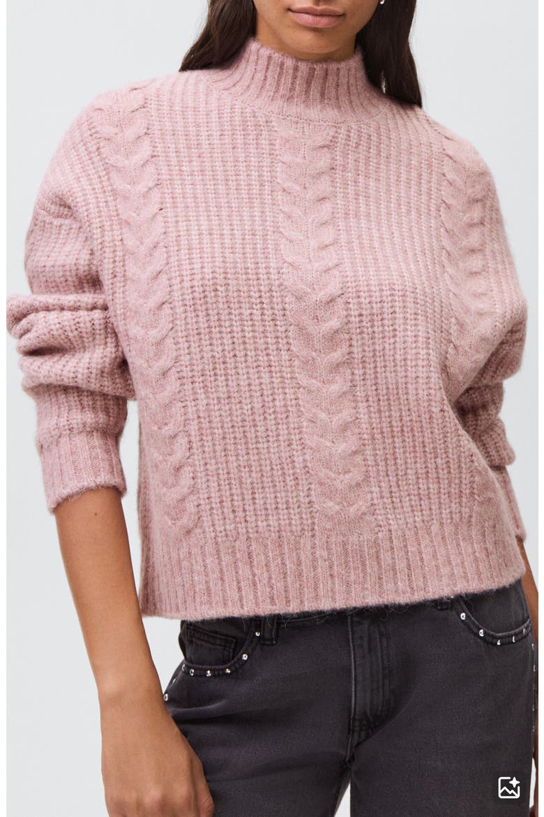 Cable Mock Neck Sweater, Main, color, PALE PINK