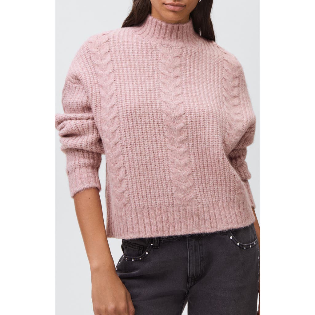 Mango Teen Cable Mock Neck Sweater In Pink