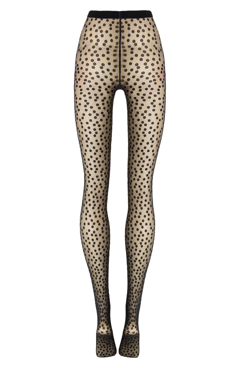 Wolford Sweet Dots Tights, Alternate, color, Black