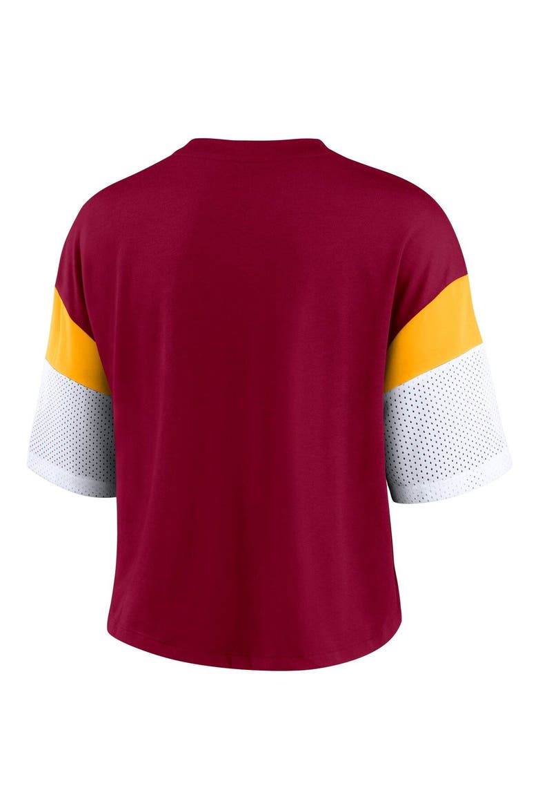 Women's Nike Burgundy/White Washington Football Team Nickname Tri-Blend Performance Crop Top, Alternate, color, Burgundy