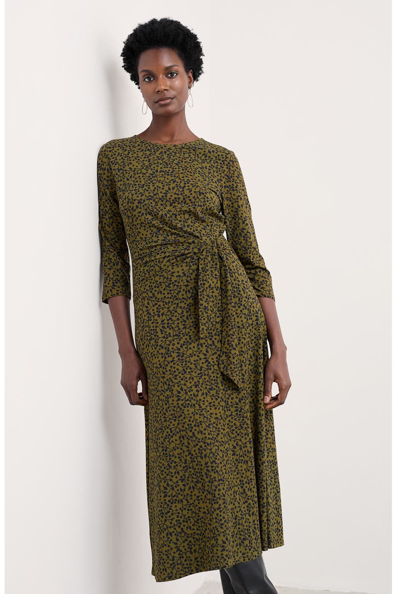 Fettling Jersey Midi Dress, Alternate, color, BERRY BRANCHES BRIGHT OLIVE