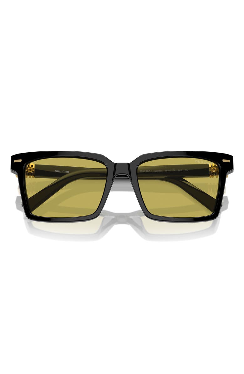 Miu Miu 55mm Rectangular Sunglasses, Main, color, Black