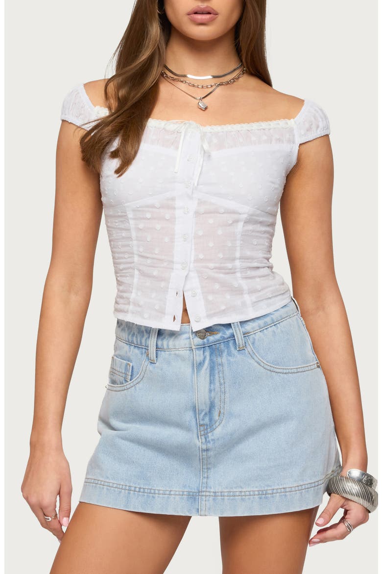 Laura Off the Shoulder Cotton Top, Main, color, WHITE