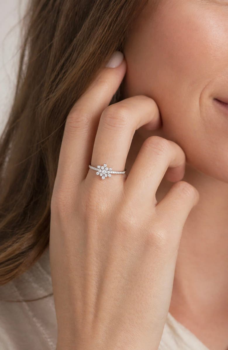 BEST SILVER Cubic Zirconia Snowflake Ring, Alternate, color, 