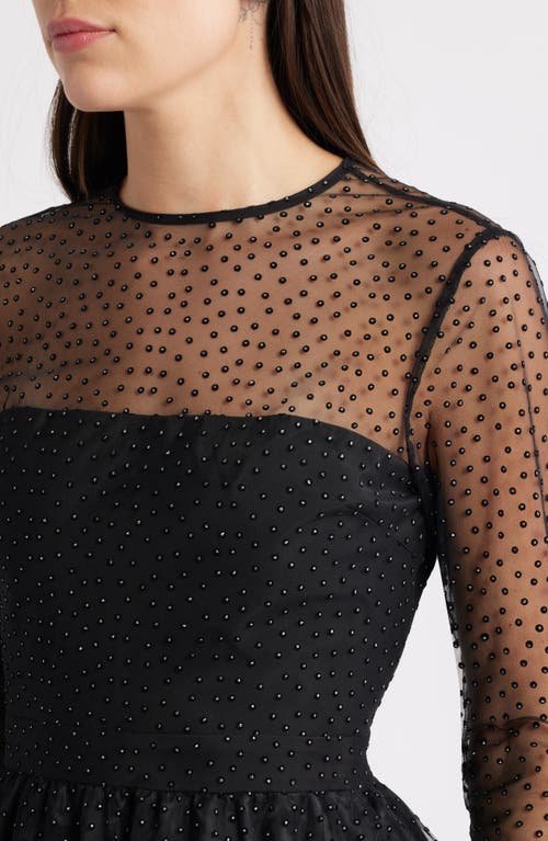 Saylor Saoirse Stud Long Sleeve Minidress In Black