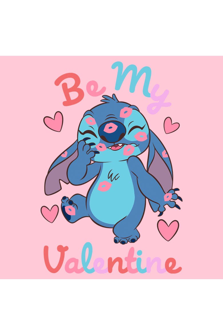 Girls Lilo & Stitch Be My Valentine Kisses Stitch T Shirt, Alternate, color, Light Pink