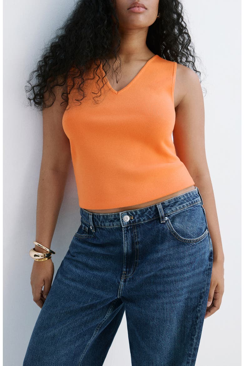 V-Neck Fine Knit Top, Alternate, color, ORANGE