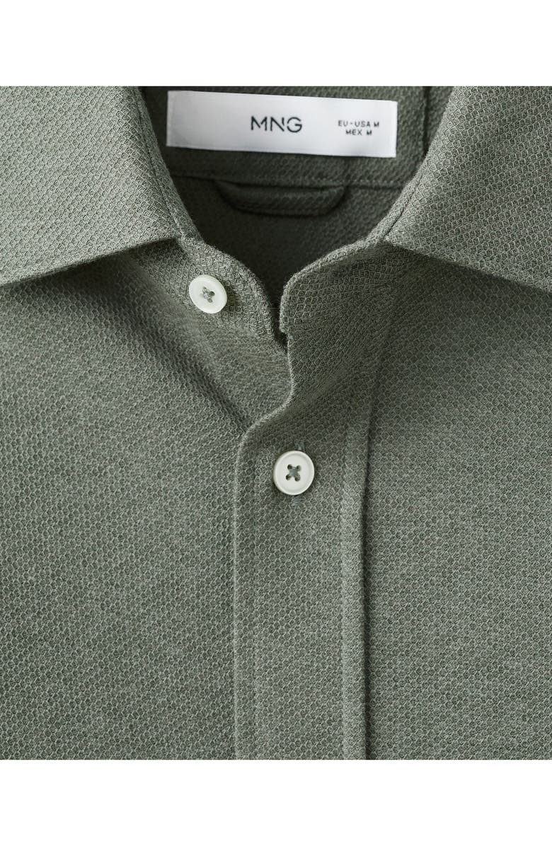 MANGO Slim Fit Cotton Piqué Button-Up Shirt, Alternate, color, Green
