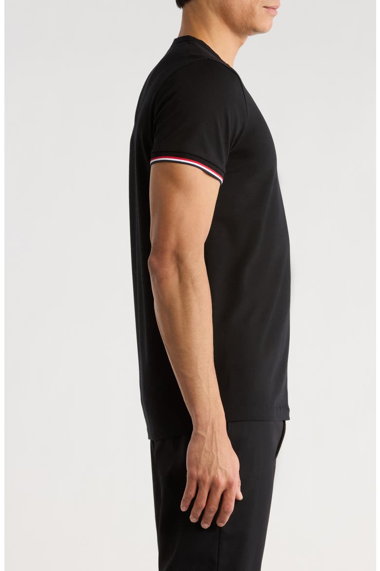 Tipped Cotton Stretch Jersey T-Shirt, Alternate, color, BLACK
