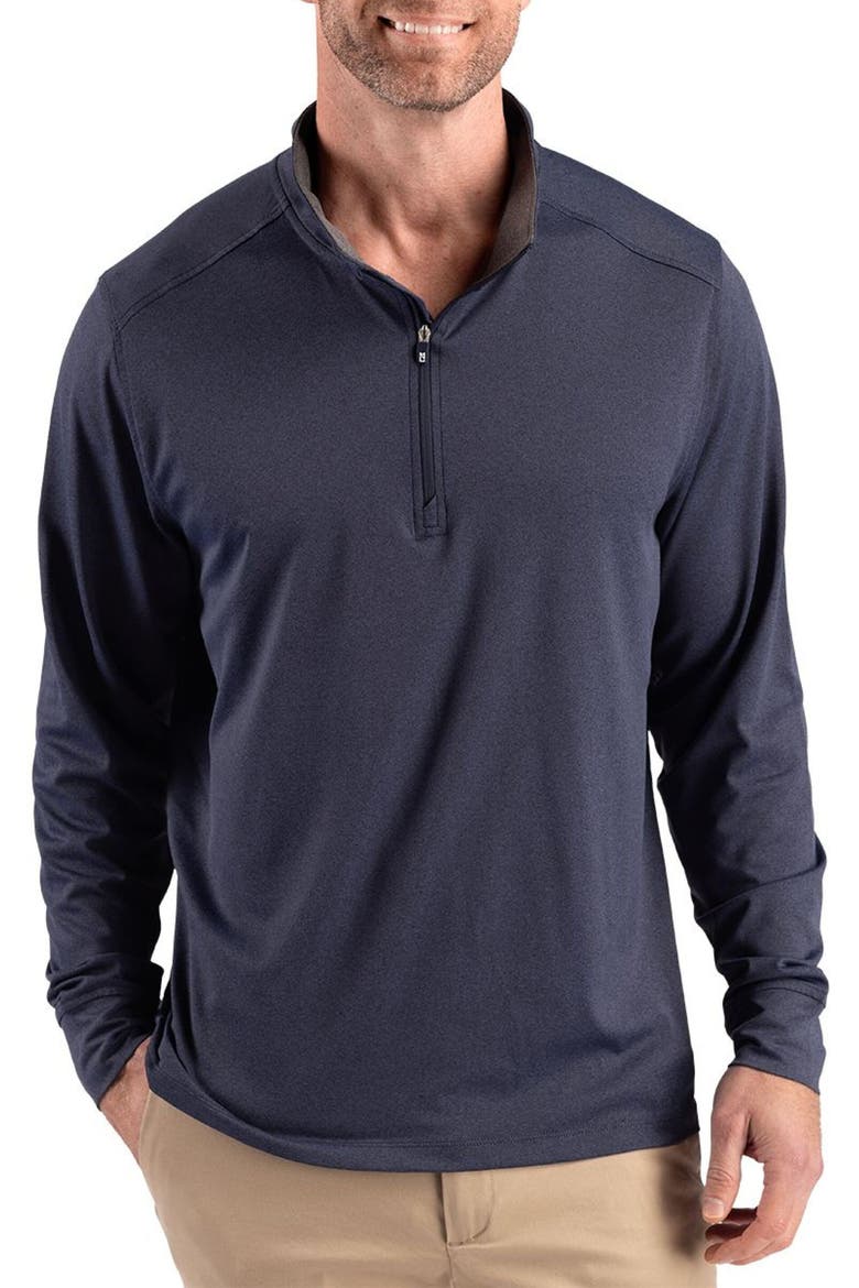 Forge Epic Confidence Performance Quarter Zip Pullover, Main, color, DARK NAVY BLUE HEATHER