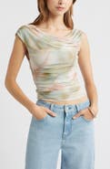 Open Edit Cap Sleeve Mesh Top
