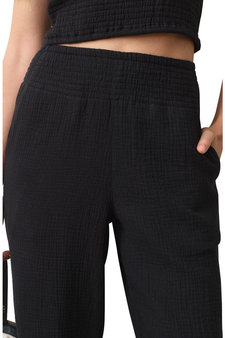 Isla Pull-On Double Cloth Wide Leg Pants, Alternate, color, BLACK