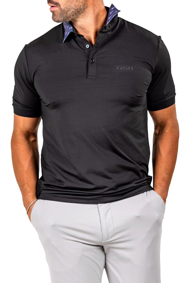 Marthyr0021 Black Contrast Collar Golf Polo, Alternate, color, BLACK