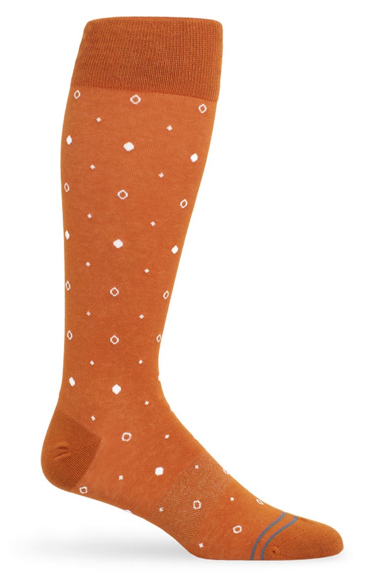 Mixed Dot Dress Socks, Main, color, CIDER ORANGE