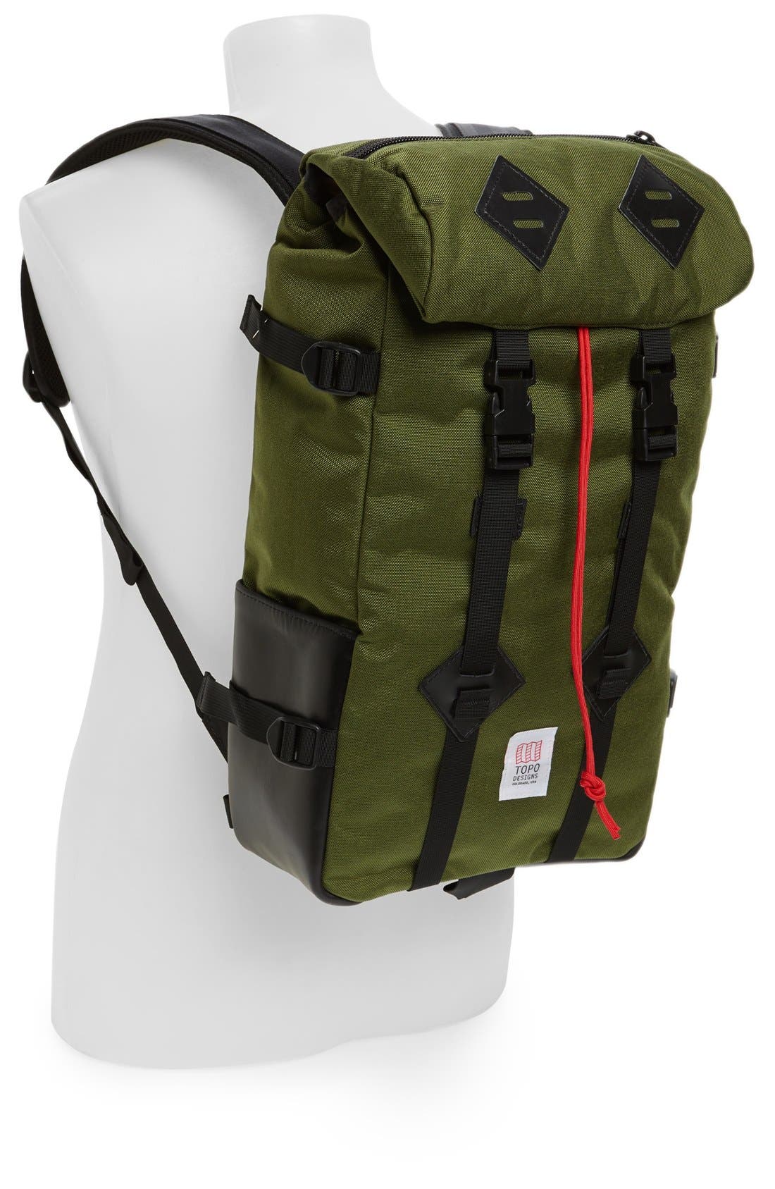 'Klettersack' Backpack, Alternate, color, OLIVE/ BLACK LEATHER