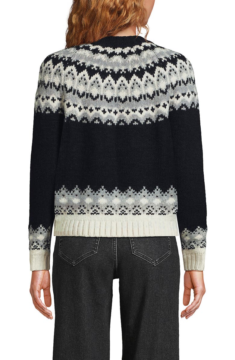Lands' End Cozy Lofty Fair Isle Cardigan Sweater, Alternate, color,