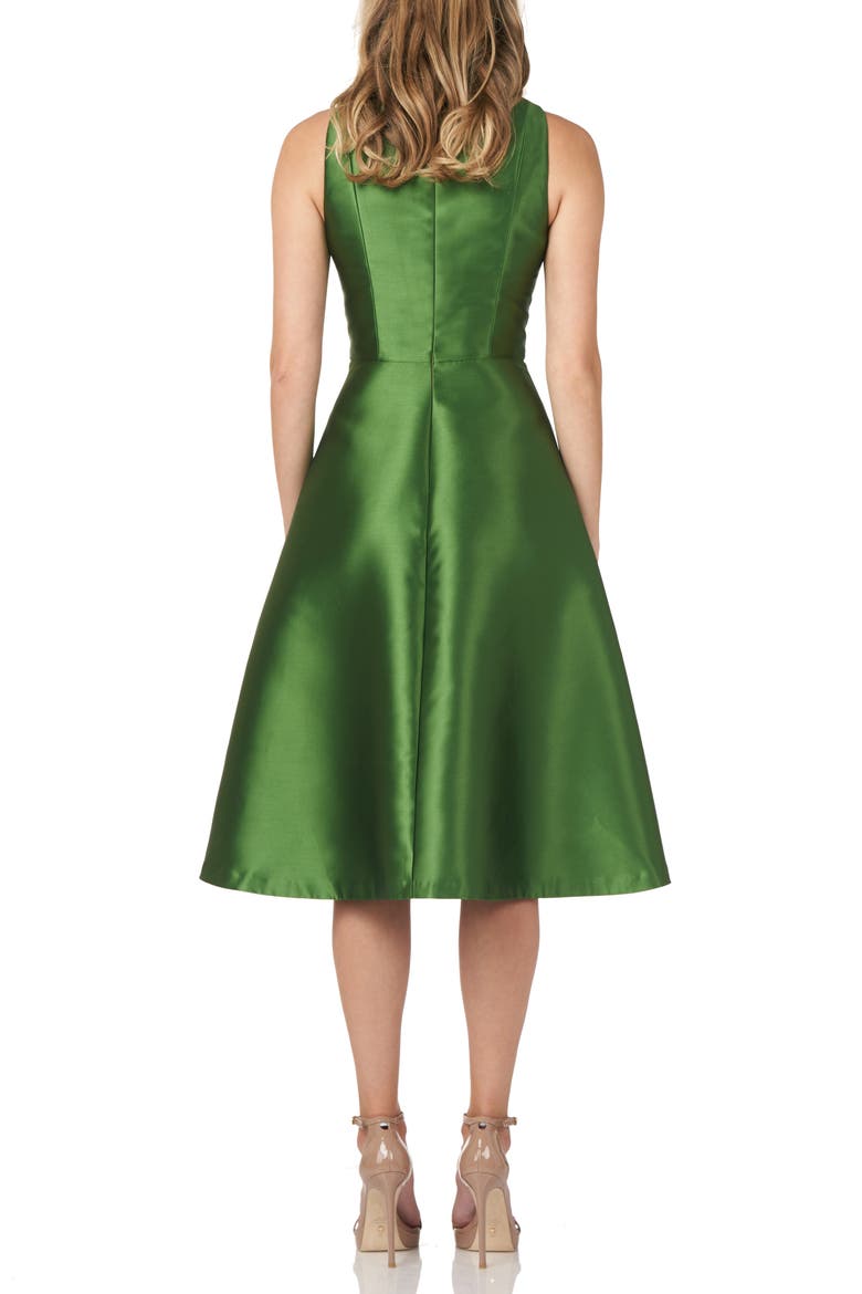Lola Satin Twill Fit & Flare Midi Cocktail Dress, Alternate, color, VIBRANT GREEN