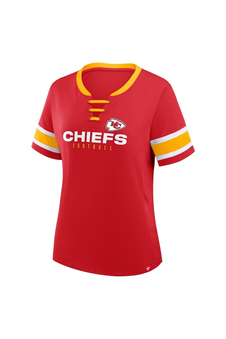 Women's Fanatics Red Kansas City Chiefs Plus Size Red Zone Athena Lace-Up V-Notch Neck T-Shirt, Alternate, color, Red