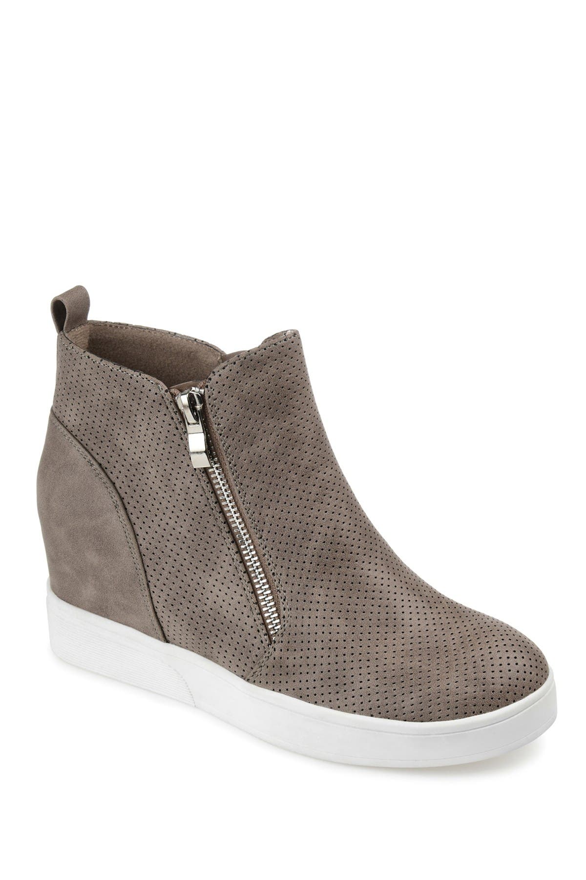 JOURNEE Pennelope Wedge Heel Sneaker, Alternate, color, TAUPE