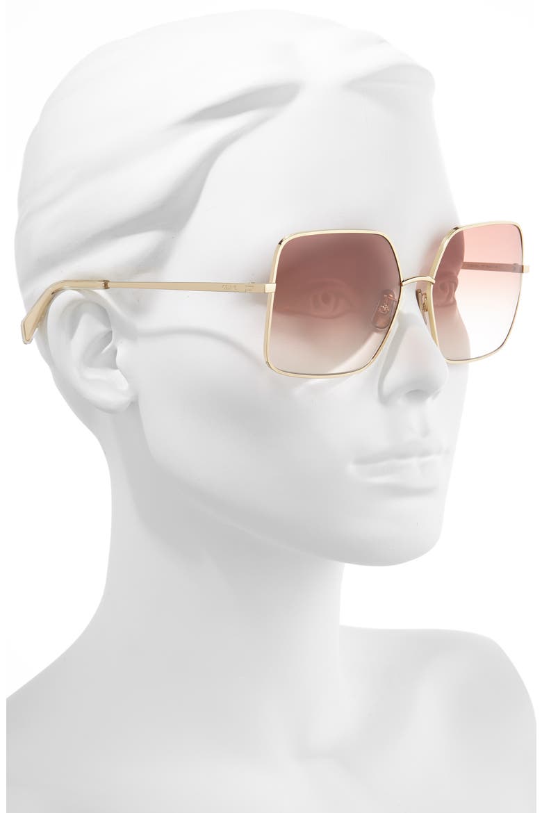 60mm Gradient Square Sunglasses, Alternate, color, ENDURA GOLD/ GRADIENT BORDEAUX
