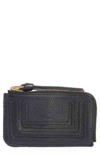 Chloé Pebbled Leather Zip Coin Purse In Black