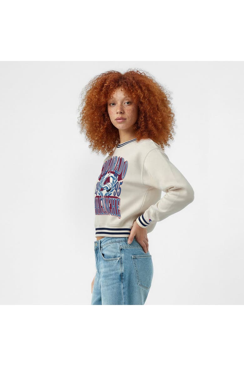 Women's Champion  Cream Colorado Avalanche Bold Laurels Reverse Weave Yarn Crewneck Sweatshirt, Alternate, color, Cream