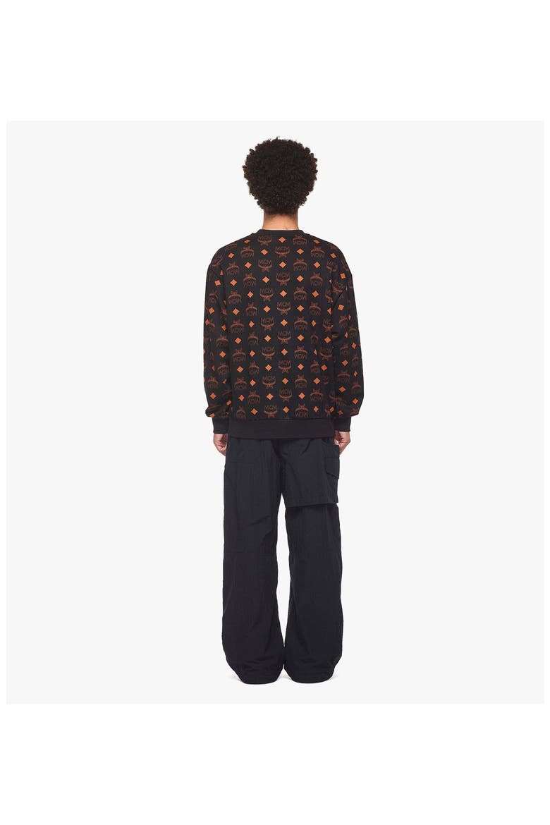 Maxi Monogram Print Sweatshirt in Organic Cotton, Alternate, color, Black