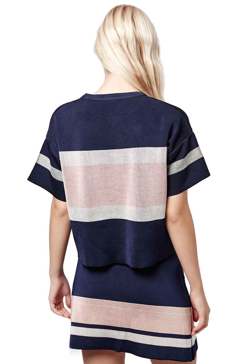 Modern Stripe Boxy Tee, Alternate, color, NAVY BLUE