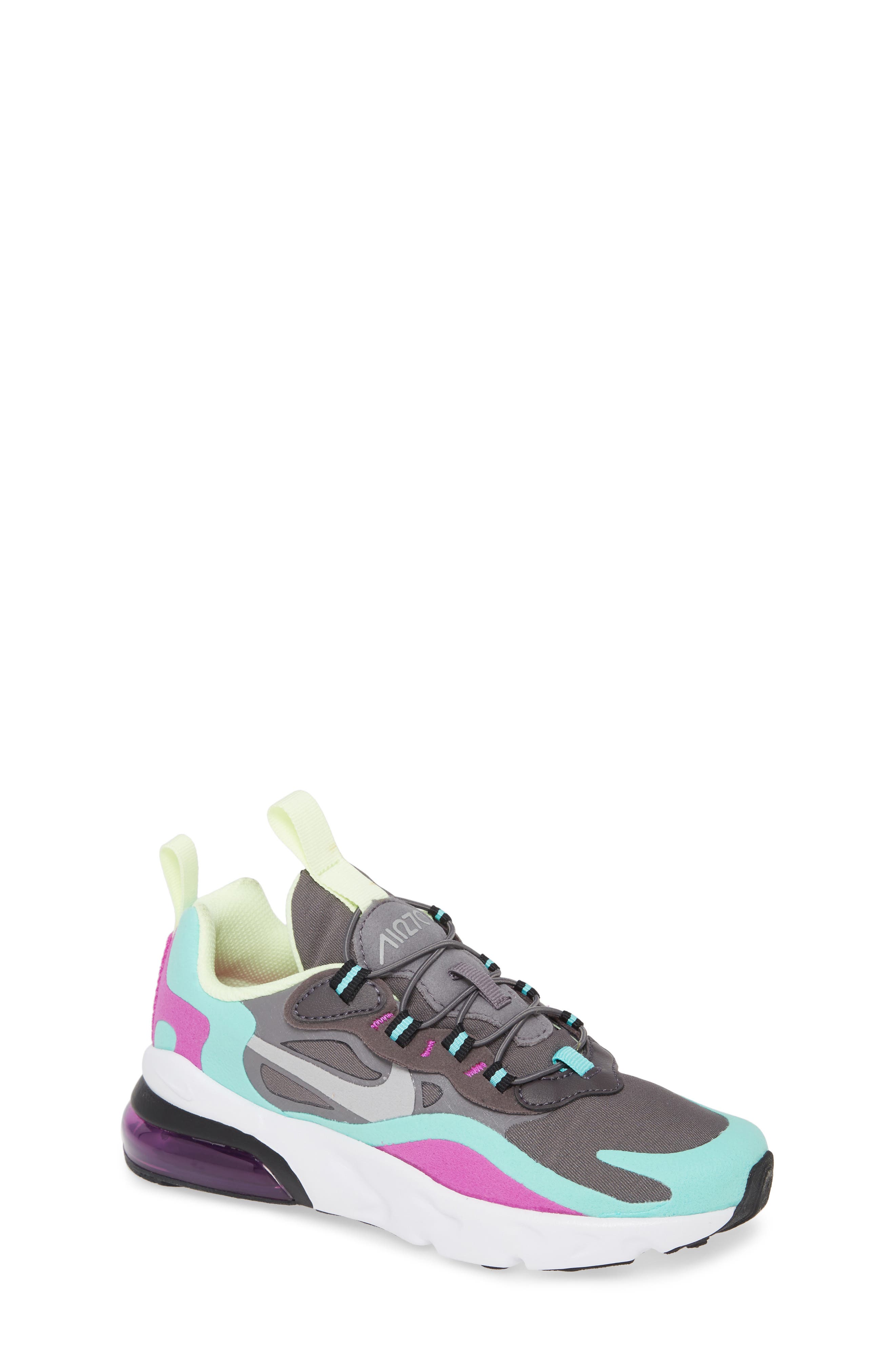 Air Max 270 React Sneaker, Main, color, GUNSMOKE/ SILVER/ GREEN