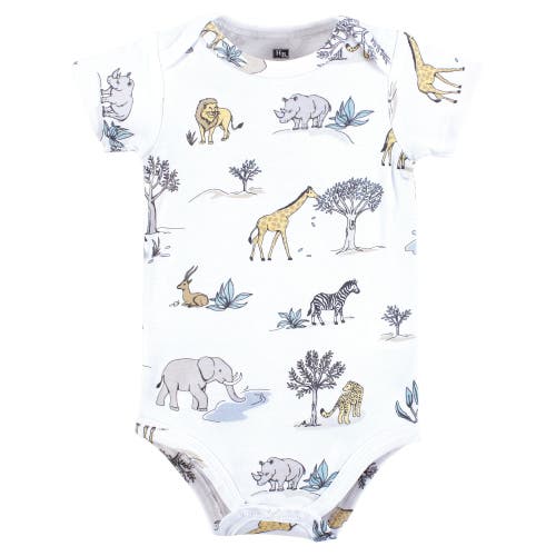 Hudson Baby Essential Cotton Bodysuits 5-piece Set In Blue