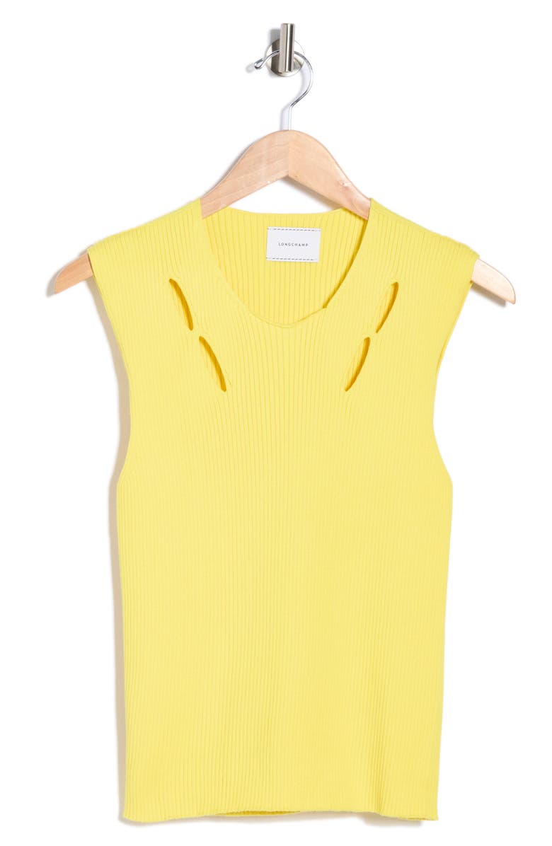 Longchamp Rib Knit Sleeveless Top, Alternate, color, Lemon