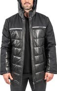 Maceoo Mixed Media Leather Quilted Bomber Jacket