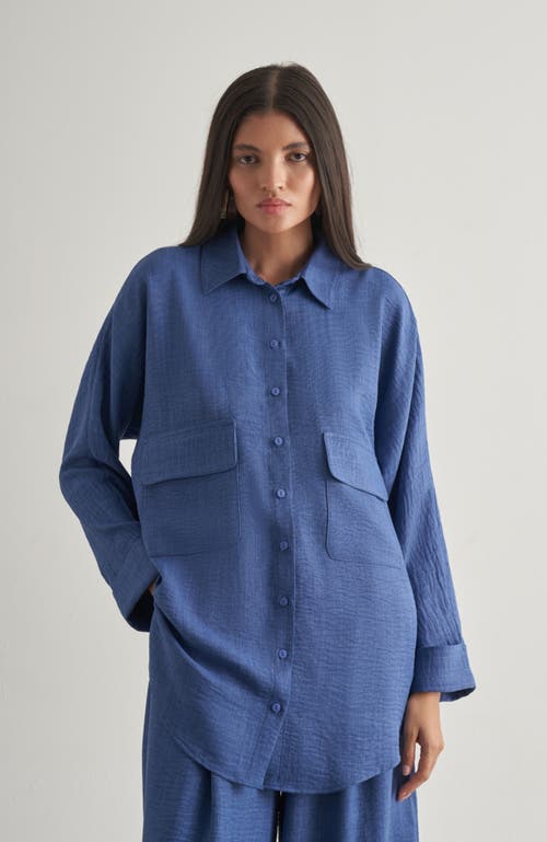 Mizalle Linen Tunic In Blue