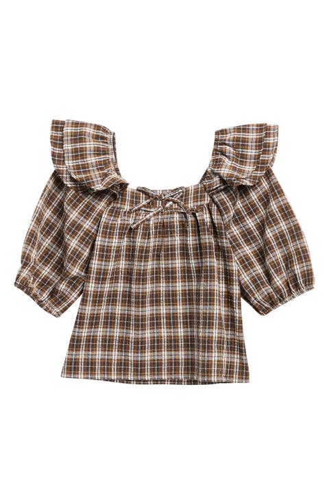 Kids' Plaid Ruffle Top