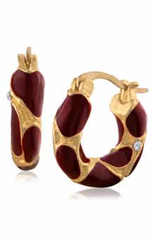 Enamel Cheetah Huggie Hoop Earrings