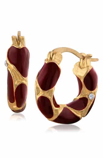 Enamel Cheetah Huggie Hoop Earrings